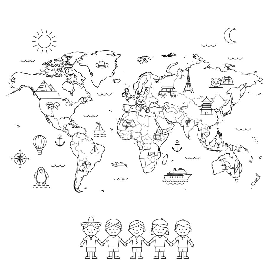World Map Outline Coloring Page