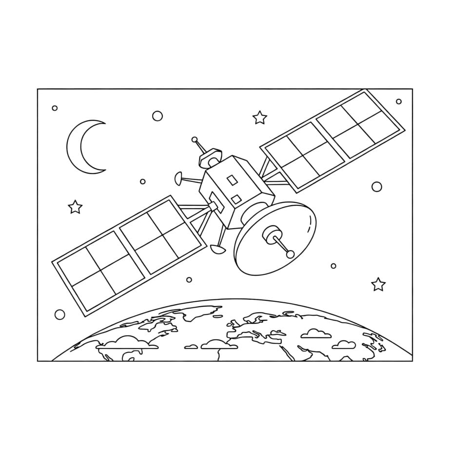 Satellite Coloring Page