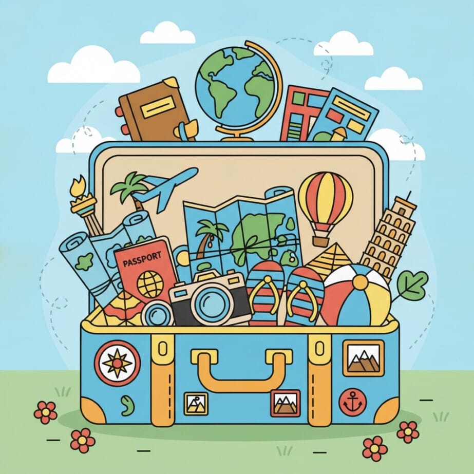Travel Suitcase Coloring Page 2