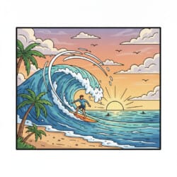 Surfing Wave Coloring Page - Origin image