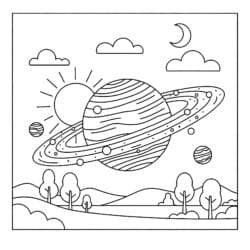 Planet And Rings Coloring Page - Printable Coloring page