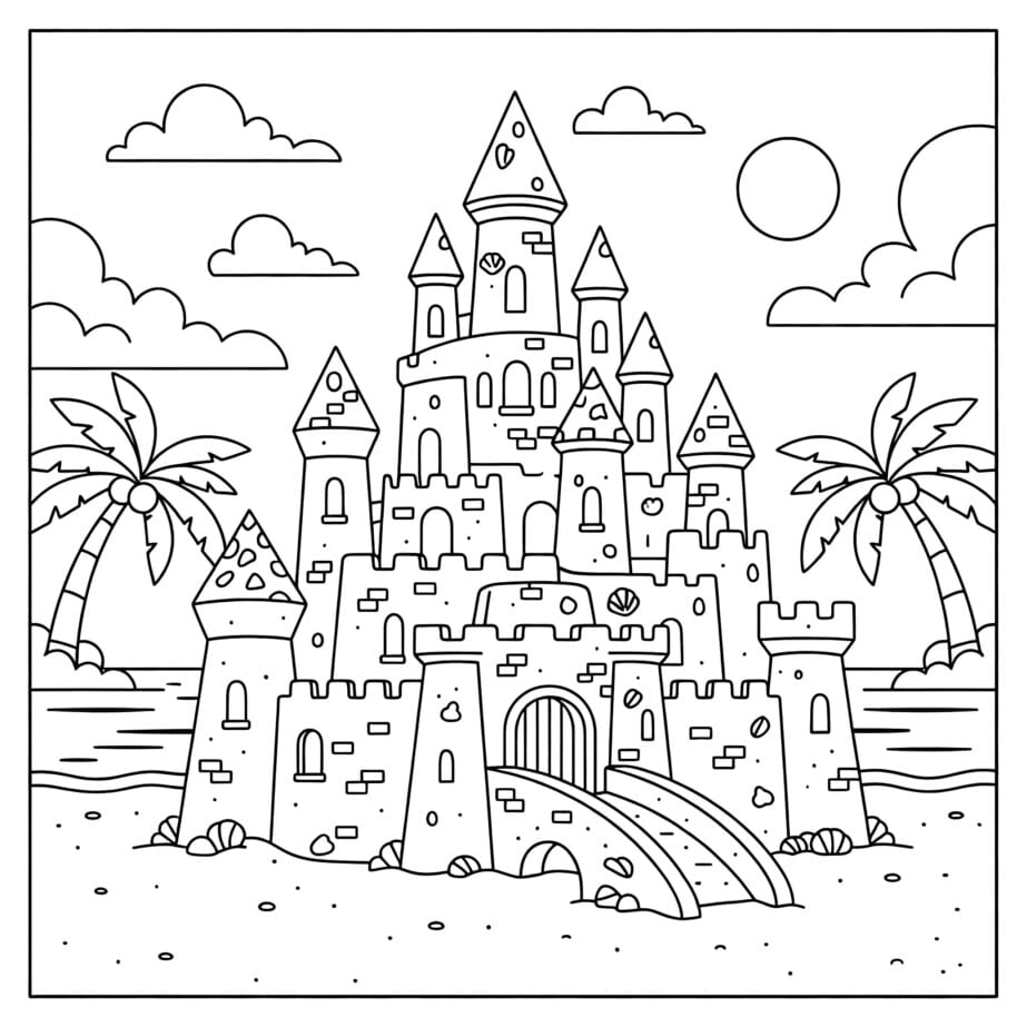 Sandcastle Coloring Page