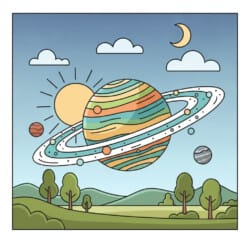 Planet And Rings Coloring Page - Origin image