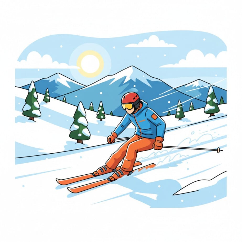 Skiing Downhill Coloring Page 2