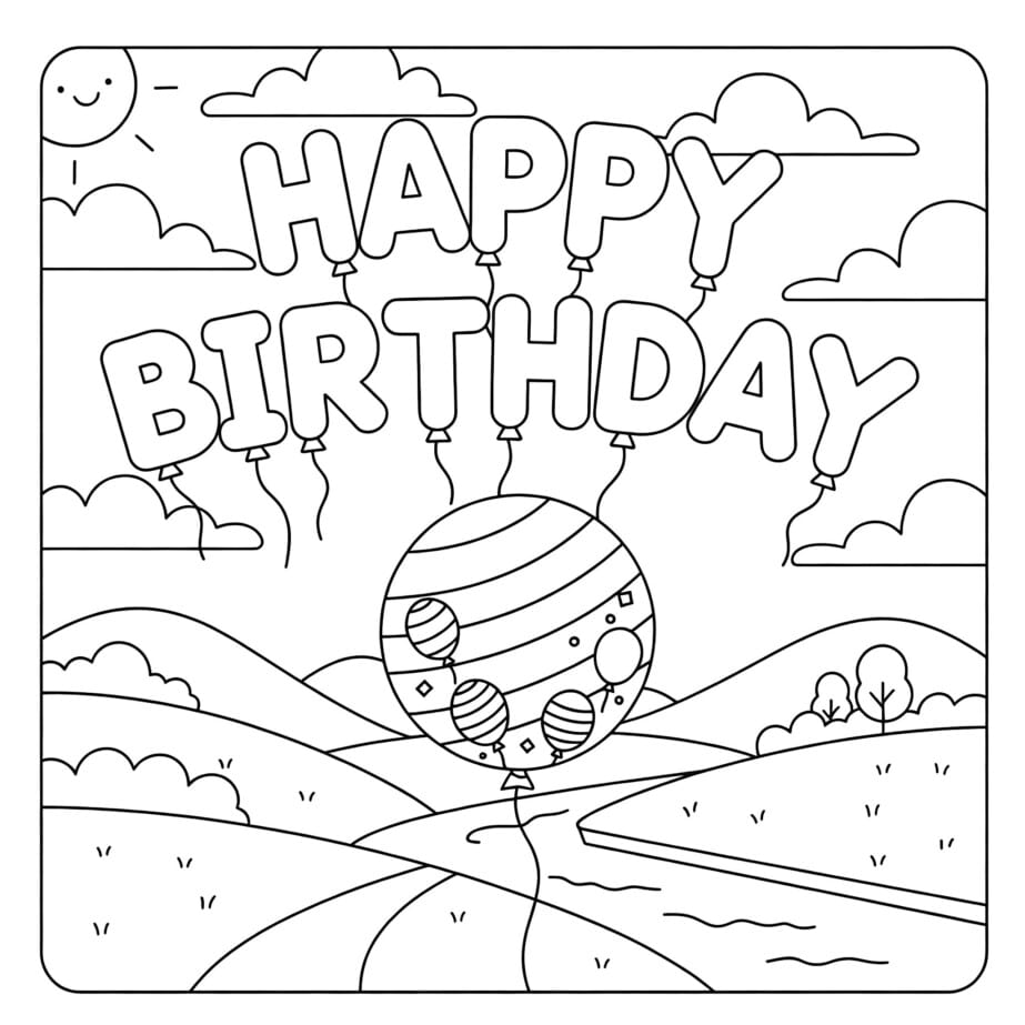 Birthday Balloon Coloring Page