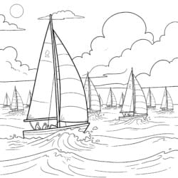 Sailboat Regatta Coloring Page - Printable Coloring page