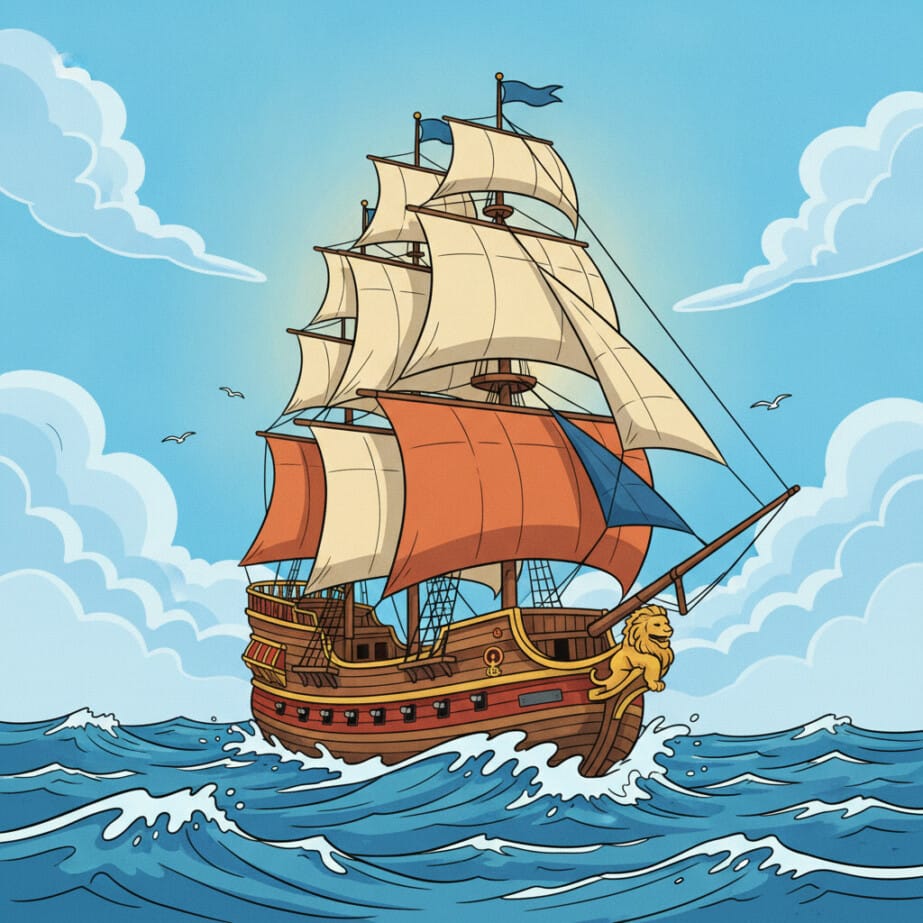 Tall Ship Galleon Coloring Page 2