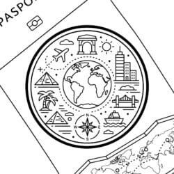 Passport Stamp Coloring Page - Printable Coloring page