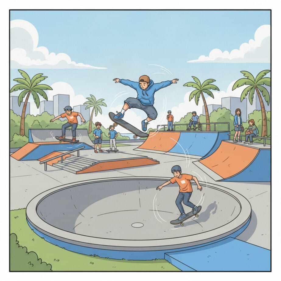 Skateboard Park Coloring Page 2
