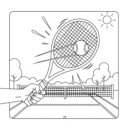 Tennis Racket And Ball Coloring Page - Printable Coloring page