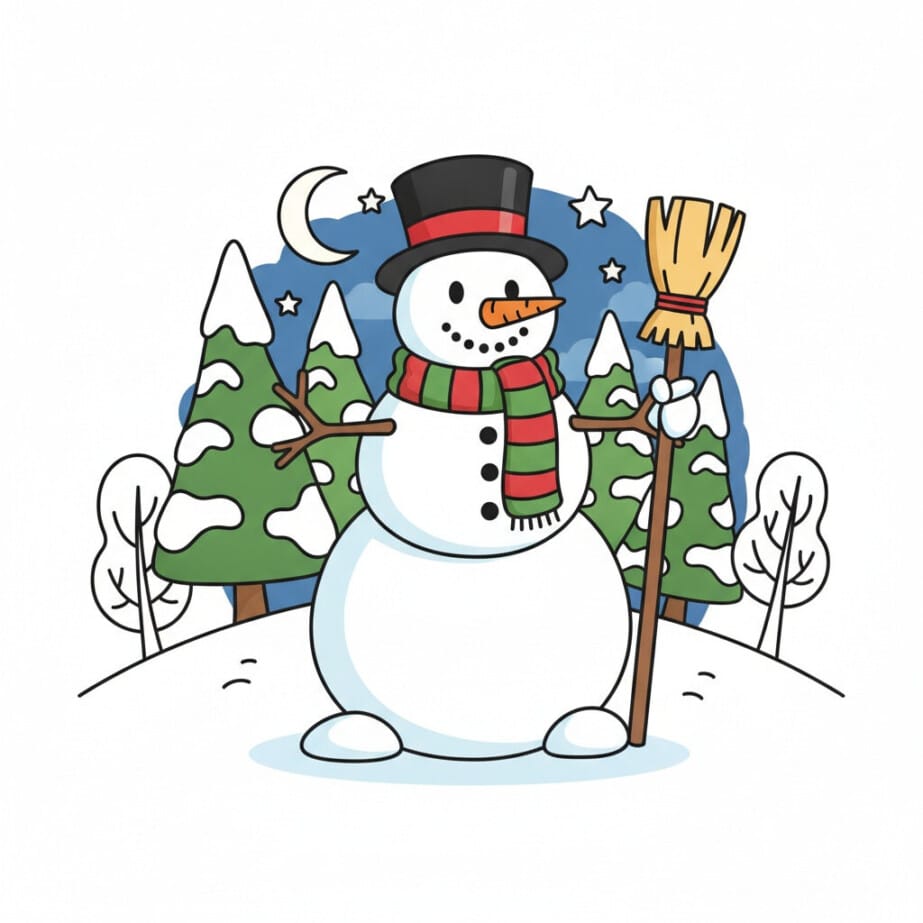 Snowman Coloring Page 2