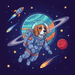 Astronaut Dog Coloring Page - Origin image