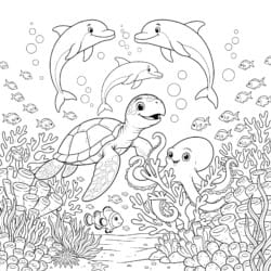 Coloring Page Sea Animals - Printable Coloring page
