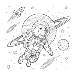 Astronaut Dog Coloring Page - Printable Coloring page