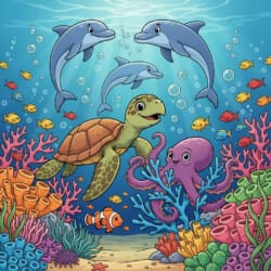 Coloring Page Sea Animals - Origin image