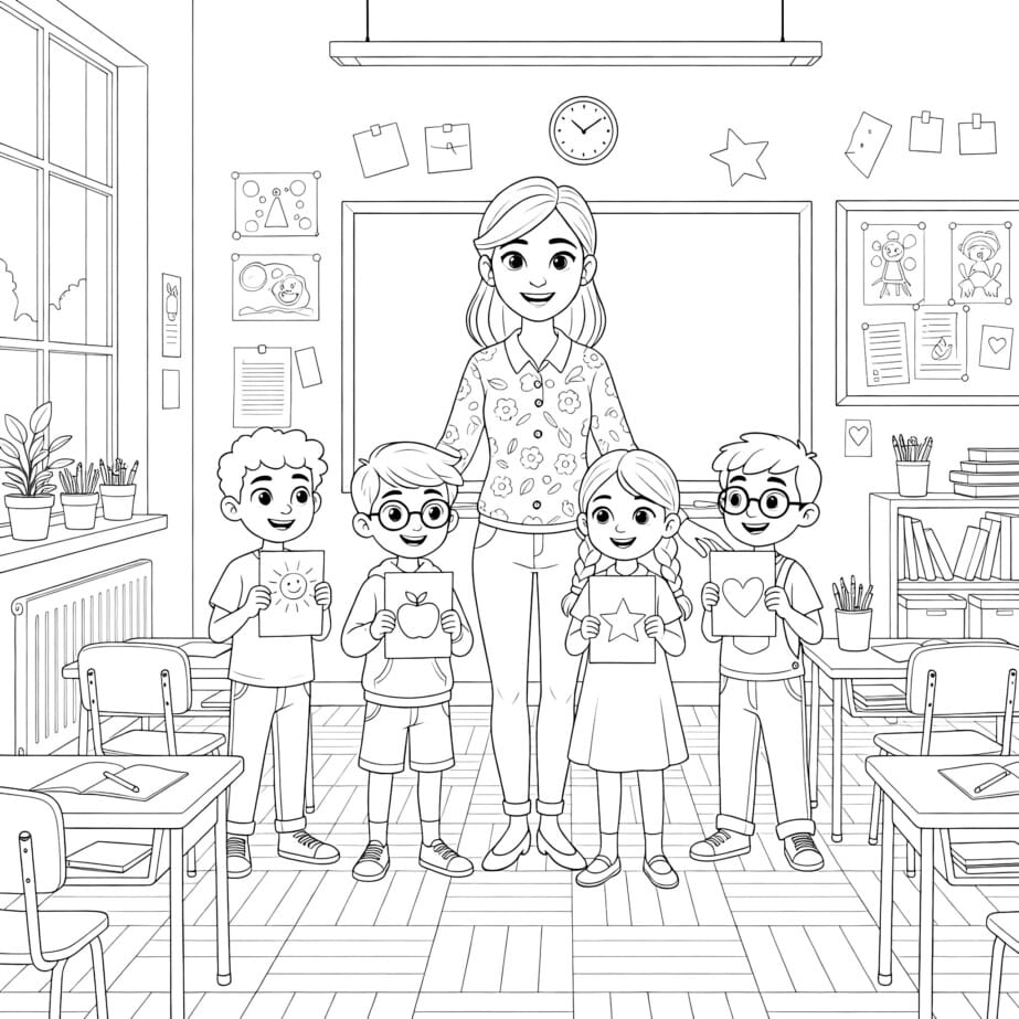 I Love My Teacher Coloring Page