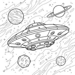 Alien Spaceship Coloring Page - Printable Coloring page