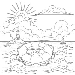 Life Preserver Ring Coloring Page - Printable Coloring page