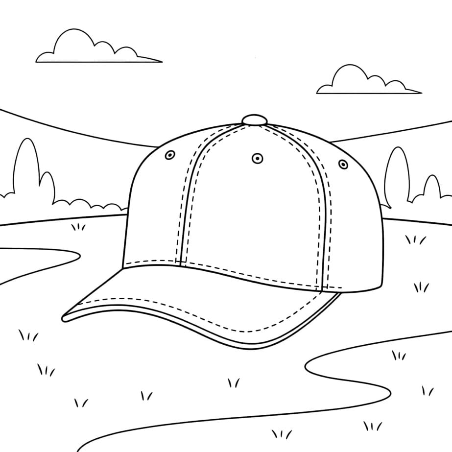 Baseball Hat Coloring Page