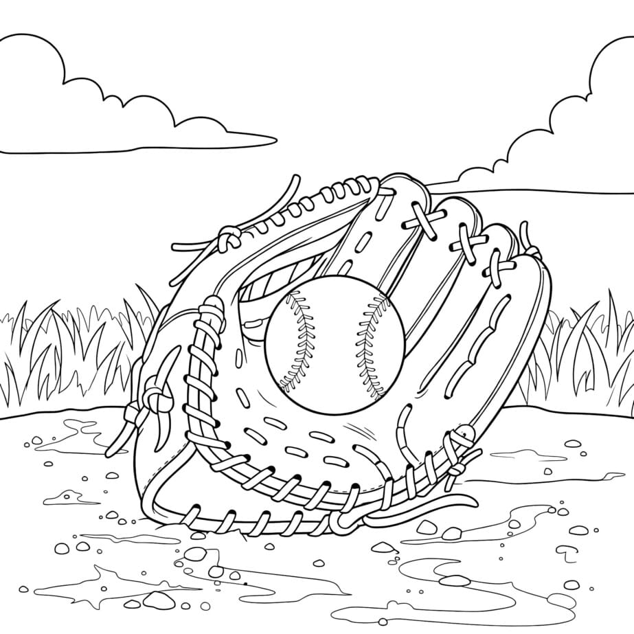 Baseball Glove Coloring Page