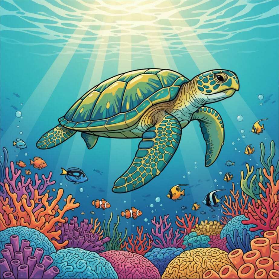 Sea Turtle For Coloring 2