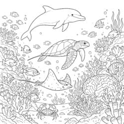 Coloring Ocean Animals - Printable Coloring page