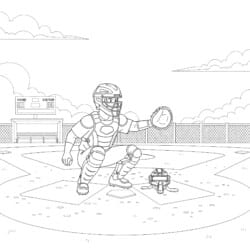 Baseball Catcher Coloring Page - Printable Coloring page