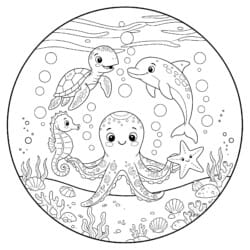 Sea Creature Colouring In - Printable Coloring page