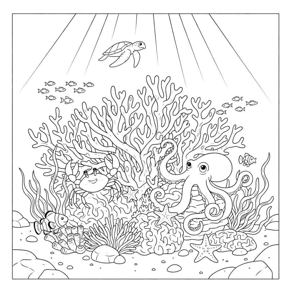 Sea Creature Coloring Sheet