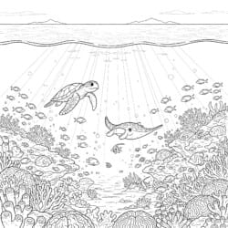 Ocean Scene Coloring Page - Printable Coloring page