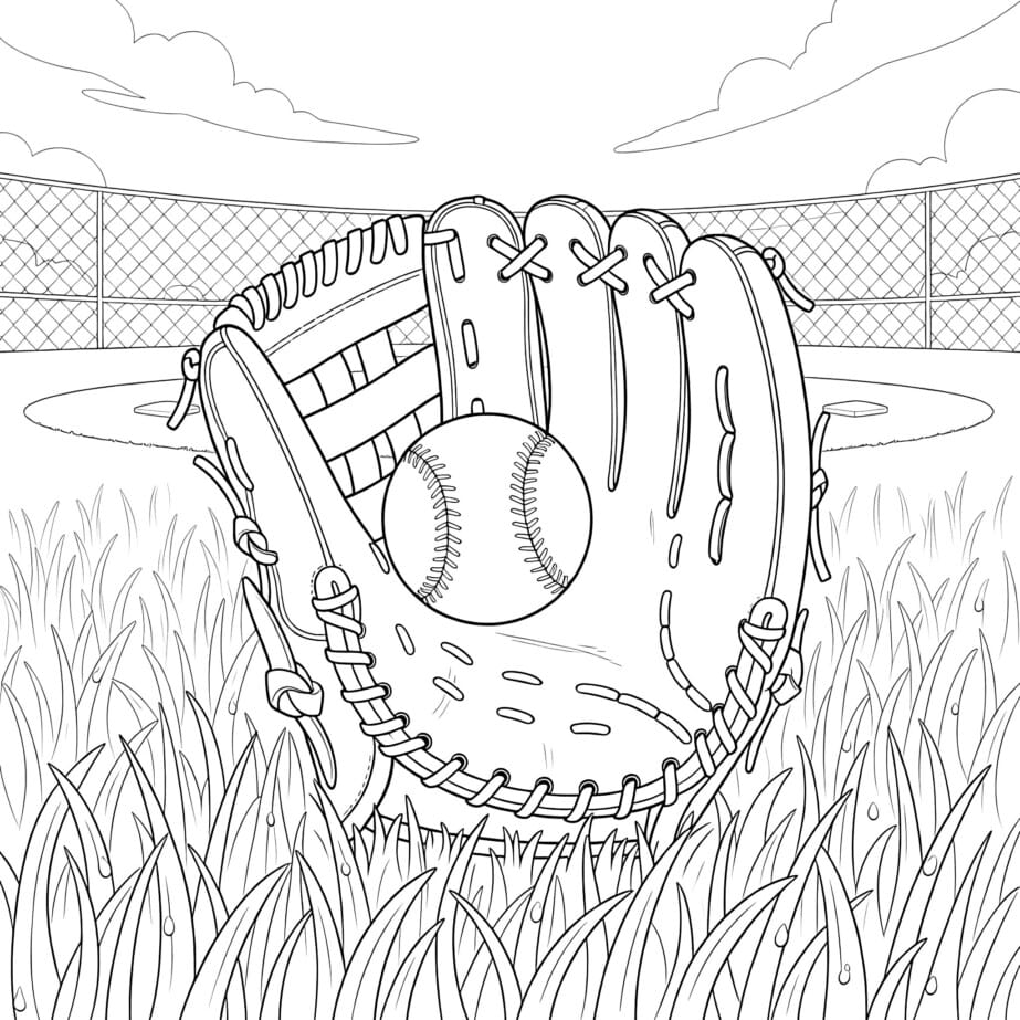 Baseball Mitt Coloring Page
