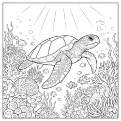 Adult Coloring Sea Turtle - Printable Coloring page