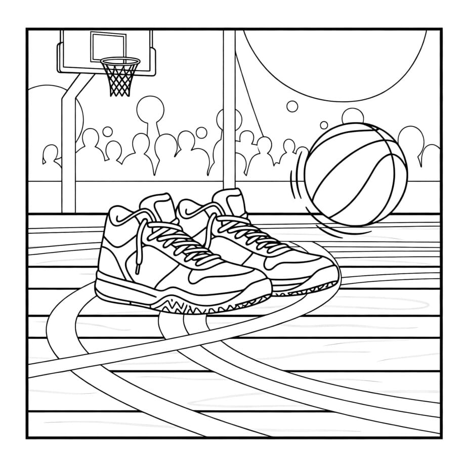 Basketball Colouring In