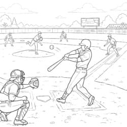 Baseball Picture To Color - Printable Coloring page