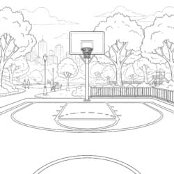 Basketball Court Coloring Page - Printable Coloring page